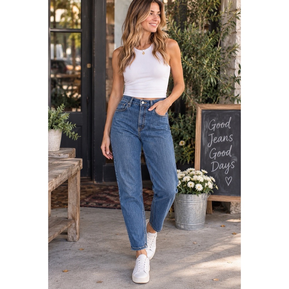 Levi's 80s Mom Jeans Women's 32 Blue High Rise Tapered 100% Cotton 32x30